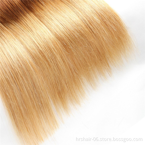 Ombre Brazilian Human Hair Bundle Light Brown 1B 4 27 Straight Hair Weave Extensions Hair Human Extension